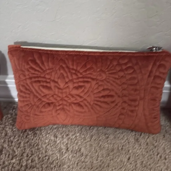 Set of Quilted Velvet Terracotta Pouches 4 Total - Picture 3 of 14